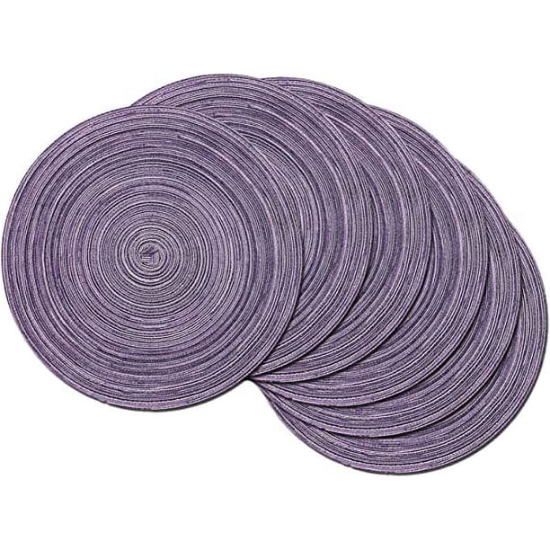 Nvzi Juego de 6 manteles individuales redondos de tela para mesa de boda (morado claro, 6)