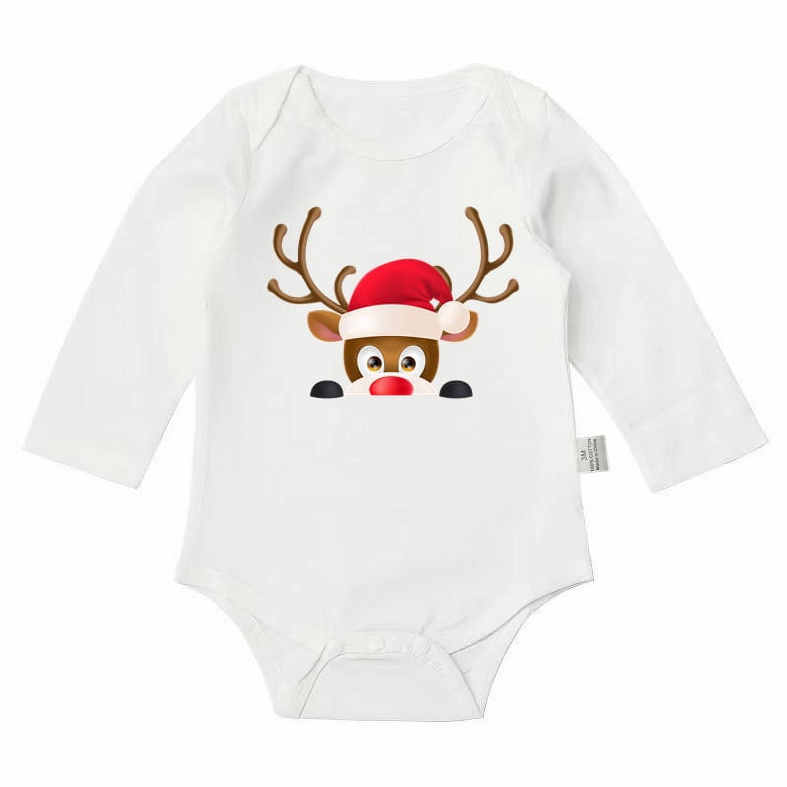 Barboteuse Combinaison Nouveau-né Bébé Garçon Fille Lettre De Noël Dessin Animé Cerf Imprimé