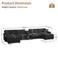 thumbnail image 4 of Rophefx 162.6" Modern U Shaped Sectional Sofa, Velvet Deep Seat Cloud Couches with Ottoman, Central Console and Double Layer Cushion, 4 of 8