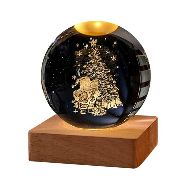 Luz nocturna 3D del sistema solar con Saturno, nubes, lluvia y Papá Noel Lámpara de cristal de 2,35 pulgadas 7 dormitorios Decoración del salón Cambio de color