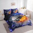 thumbnail image 3 of Homewish Ice Hockey Sport 7pcs Bedding Comforter Set,Ball Game Queen Bedding Sets,Blue Black Hexagon Queen Sheet Sets For Boys Kids,Ultra Soft Home Decor Reversible, 3 of 8