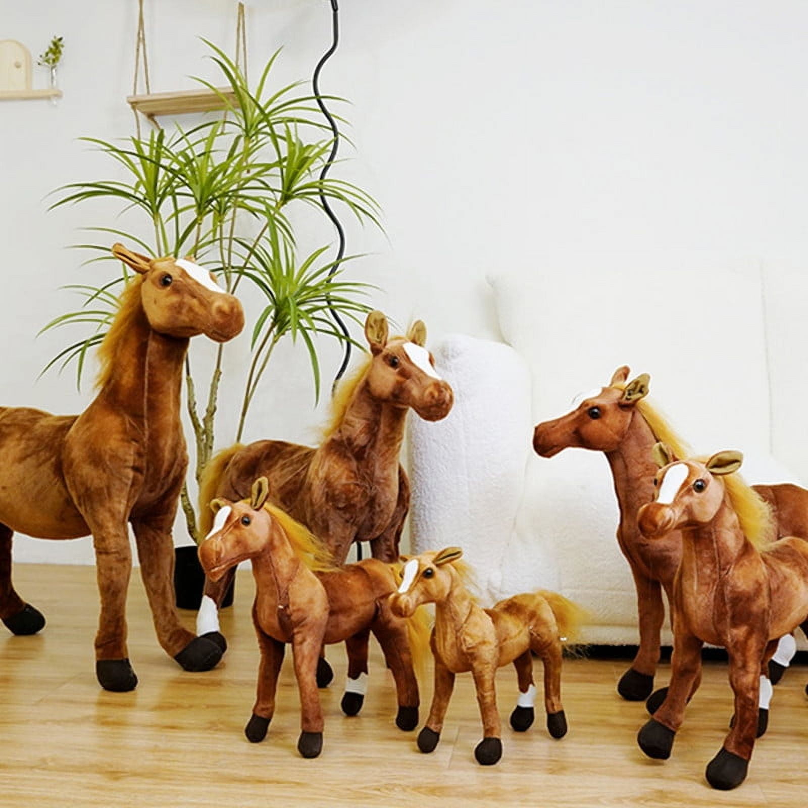 Realistic Horse Plush Toy, Soft Lifelike Stuffed Horse, Detailed Equestrian Plushie for Kids, Adults & Horse Lovers, Perfect Birthday, Christmas & Equestrian Gift
