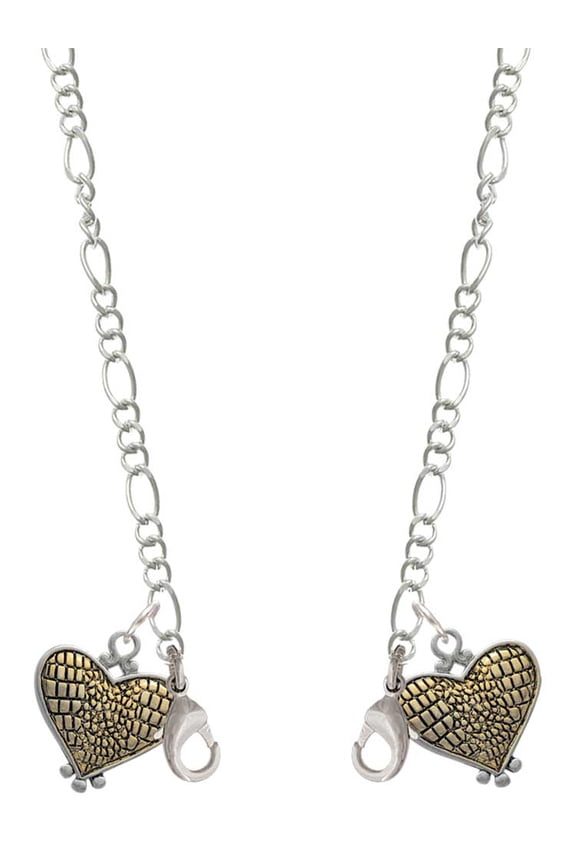 Two-tone Alligator Print Heart Silvertone Face Mask Necklace