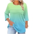 thumbnail image 2 of Neewe Womens Plus Size Tops 3/4 Sleeve Shirts Crewneck Pleated Blouses Dressy Casual Fashion Tunic Top (1X-5X), 2 of 5
