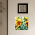 thumbnail image 3 of 16 Inch Wall Clock Battery Operated Square Clock Decorative for Office, Kitchen, Outdoor, Living Room，Cute Sunflower Yellow on Green Image, 3 of 4