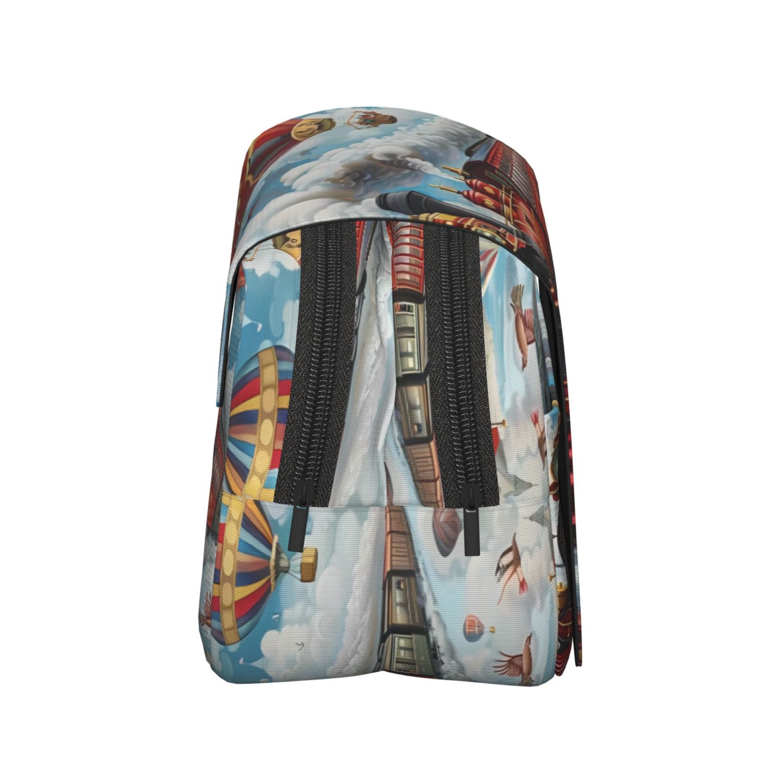 Rateoe Red Train Hot Air Balloon Pattern Double Clamshell Pen Case, Storage Organizer with Two Zipper Compartments– Holds Up to 50 Pencils & Pens