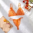 thumbnail image 6 of JSGEK Women Furry Trim Lace Bra and Thong Set Sheer Mesh Underwire Support Lingerie for Intimate Nightwear Orange L, 6 of 7