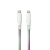 onn. Lightning to USB-C Glitter Cable, 6' Cord, Purple & Mint