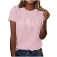 thumbnail image 1 of Tops de Ajuste Suelto para las Mujeres Sudadera Casual Impresa Manga Corta Cuello Redondo Superior, Poliéster, 1 of 6