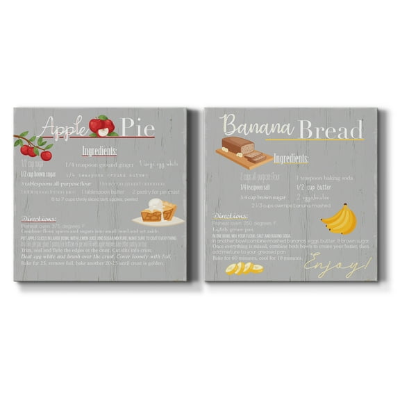 Apple Pie - Premium Gallery Wrapped Canvas - Ready to Hang Set of 2 - 40 x 40 Each