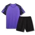 thumbnail image 4 of Miluxas Ensemble de Shorts Athlétiques pour Garçons - 2 Pcs T-Shirt de Performance Léger à Manches Courtes et Shorts de Course pour Garçons Violet TP(TP), 4 of 5