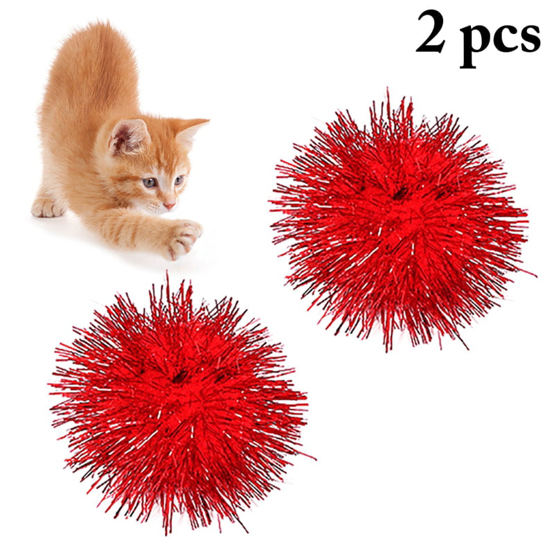 100pcs Chic Lovely Mini Glitter Tinsel Pompom Small Pom Ball Pet Cat Toys New 