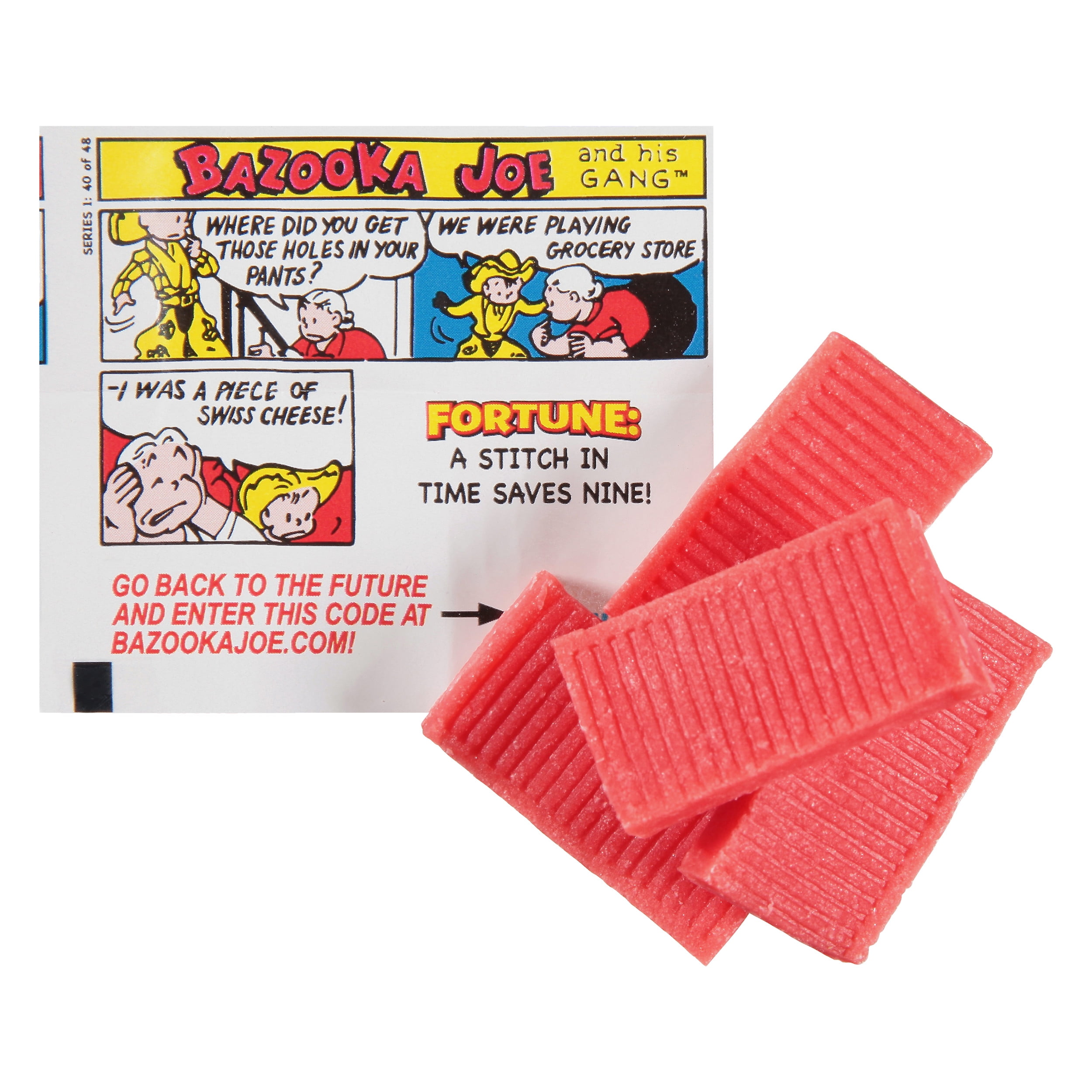 Bazooka Bubble Gum Individually Wrapped Chewing Gum in Original Flavor 10 Piece Mini-Wallet Packs with Comics, Display Tray of 12 Packs
