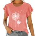 thumbnail image 1 of Birdeem Fashion Women Round Neck Short Sleeve Ruffle Printing T-Shirt Tops Summer Blouse, 1 of 7