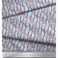 thumbnail image 3 of Soimoi Blue Georgette Viscose Fabric Branch & Red Berries Fruits Print Fabric by the Yard 42 Inch Wide, 3 of 3