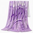 thumbnail image 2 of Positive Affirmation Choose Happy Typography Collage Purple, Cozy Typography Art Scene, Warm Flannel Blanket for Living Room and Reading Nook, Art Lovers Valentine's Day Gift, Artistic Home Decor, 2 of 9