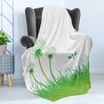 thumbnail image 4 of Dragonfly Soft Flannel Fleece Throw Blanket, Ecology Background with Dandelions Greenland Grass Habitat Nature Print, Cozy Plush for Indoor and Outdoor Use, 70" x 90", Lime Green White, by Ambesonne, 4 of 5