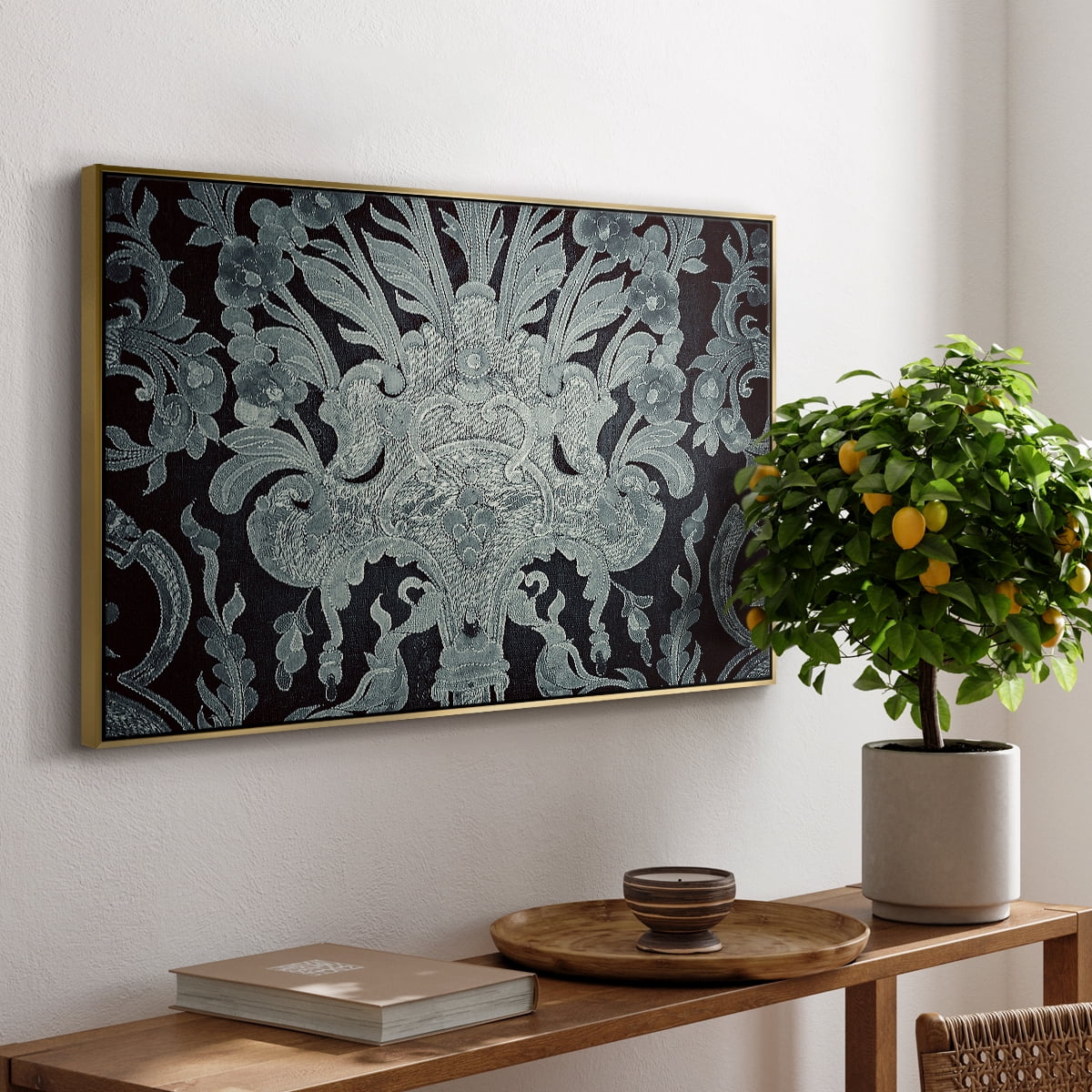 Vintage Abstract Print-XXVI Framed in Gold Wood Gallery Wrapped Canvas 17 in. x 25 in.
