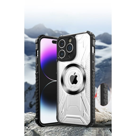 For Apple iPhone XR MagSafe Compatible Pattern Transparent Rugged Hybrid Magnetic TPU   PC Shockproof Armor Cover ,Xpm Phone Case [ Black ]