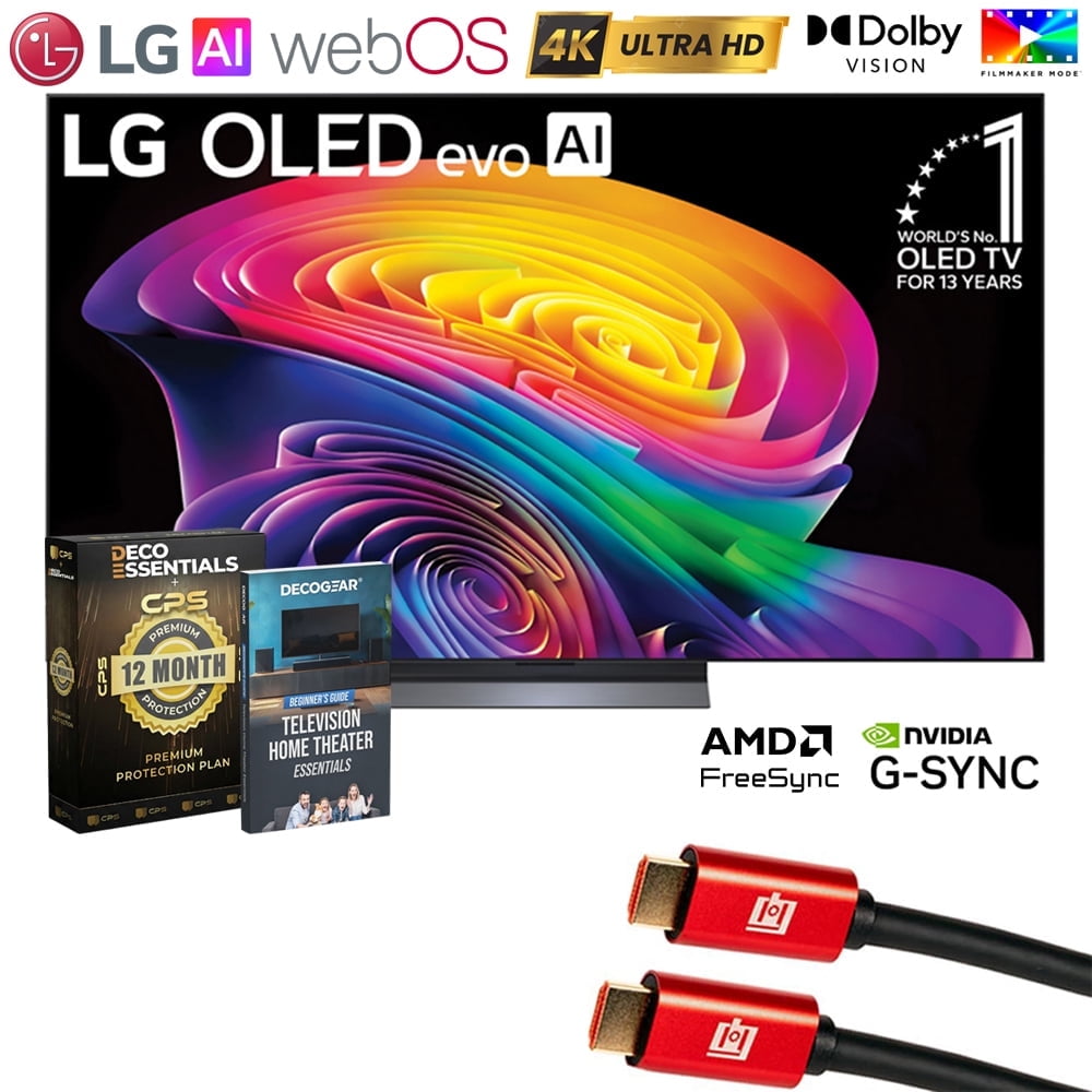 LG 65 inch OLED evo AI C6 4K Smart webOS TV (2026) OLED65C6PUA.AUS Bundle with 1 YR CPS Enhanced Protection Pack, 2x 6FT HDMI Cable and Deco Gear Home Theater Beginner's Guide