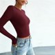 thumbnail image 5 of TaTaai Women's crew neck long sleeve T-shirt, solid color, backless design, cropped slim fit, casual stylish, soft stretchy fabric, ideal for daily outings & casual gatherings Gift, 5 of 6