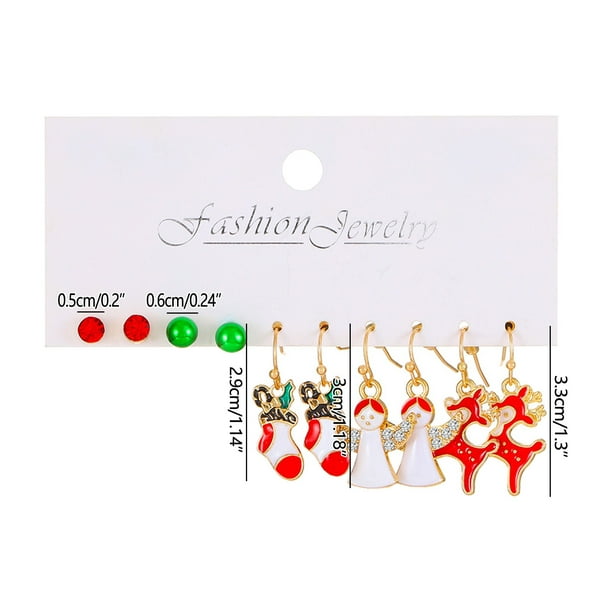 CEHVOM Christmas Earrings Set Cartoon Dripping Elk Santa Claus Christmas Tree Earrings Gifts For Women Clearance