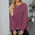 thumbnail image 6 of Oplxuo Women's Oversized Sweatshirts Crew Neck Long Sleeve Side Slit Pullovers Sweatshirt Casual Fall Clothes Sweater, 6 of 7