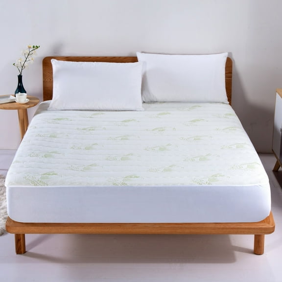Aloe Vera Rayon from Bamboo Hypoallergenic Mattress Pad - 4 Sizes - Twin