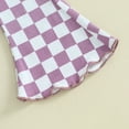 thumbnail image 7 of Bagilaanoe 2pcs Toddler Baby Girl Pants Set Checkerboard Short Sleeve T-Shirts Tops + Flare Trousers 12M 18M 24M 3T 4T 5T Kids Summer Casual Clothes, 7 of 7