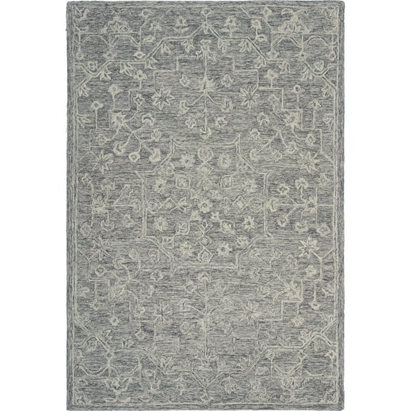 Ox Bay Sage 7' x 9' Gray/Ivory Medallion Wool Indoor Area Rug