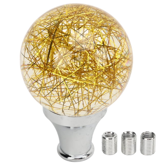 Perilla de cambio de bola redonda universal, cabezal de palanca de cambios modificado para la mayoría de los modelos de automóviles con 3 adaptadores, color amarillo Jadeshay A