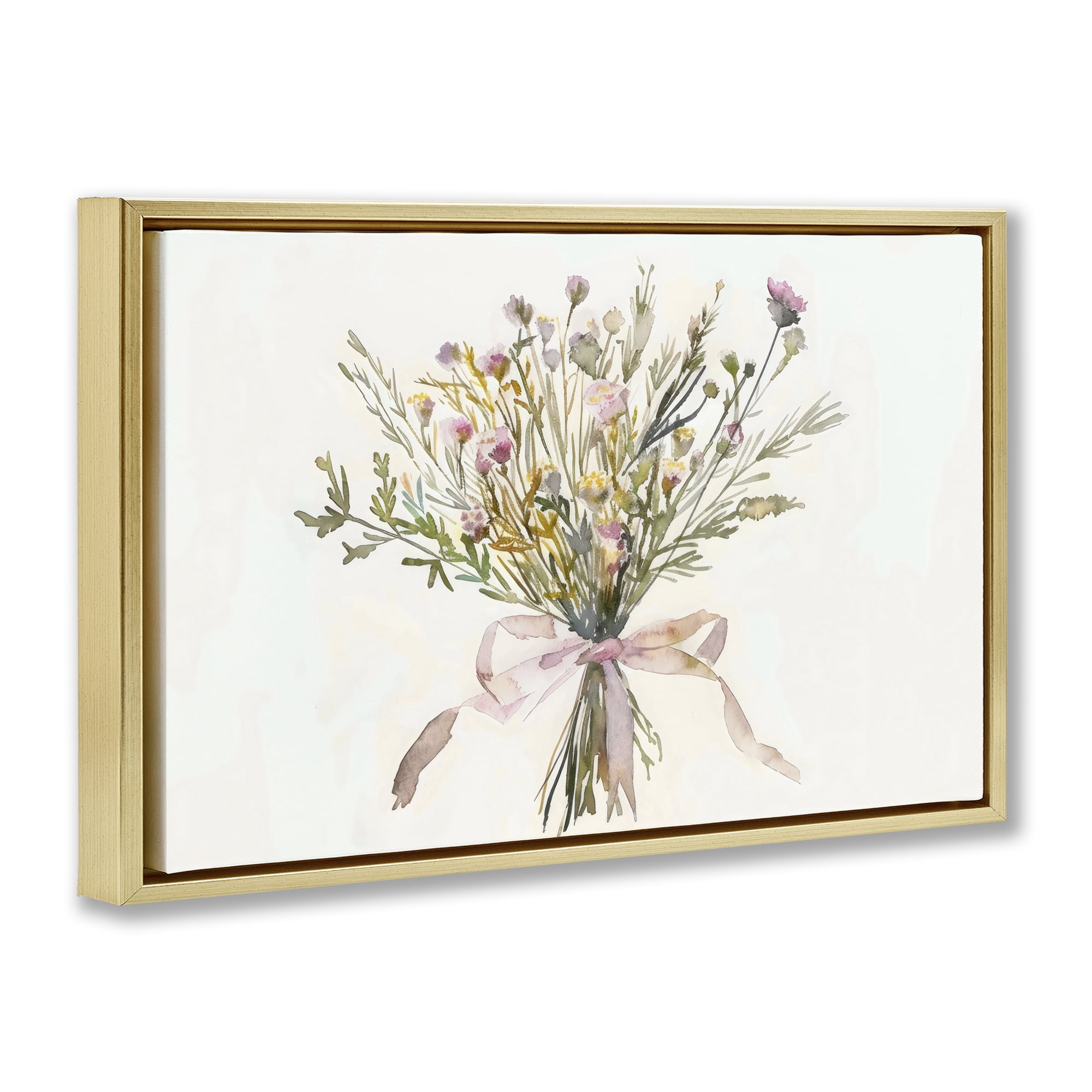 Stupell Industries Bouquet of Spring Wildflowers Gold Framed Floater Canvas Wall Art, design by Creative Studio