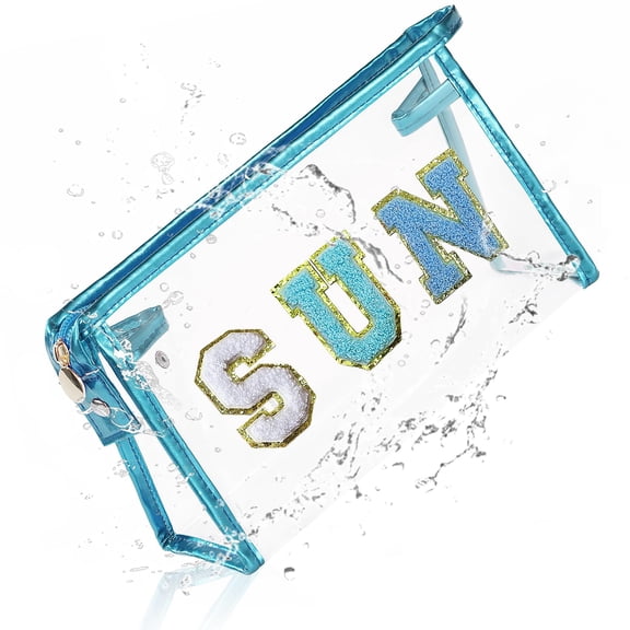Clear SUN Chenille Patch Sunscreen Bag Waterproof Beach Cosmetic Pouch for Women