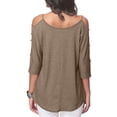 thumbnail image 6 of hotojiny Cold Shoulder Tops for Womens Cute Scoop Neck 3/4 Sleeve Shirt Summer Fashion Outfits Spring Beach Vacation T Shirts, 6 of 7