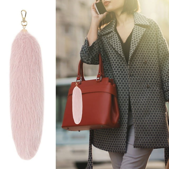 Plush Faux Fur Tail Keychain 31cm Fashionable Cosplay Accessory for Women Handbags