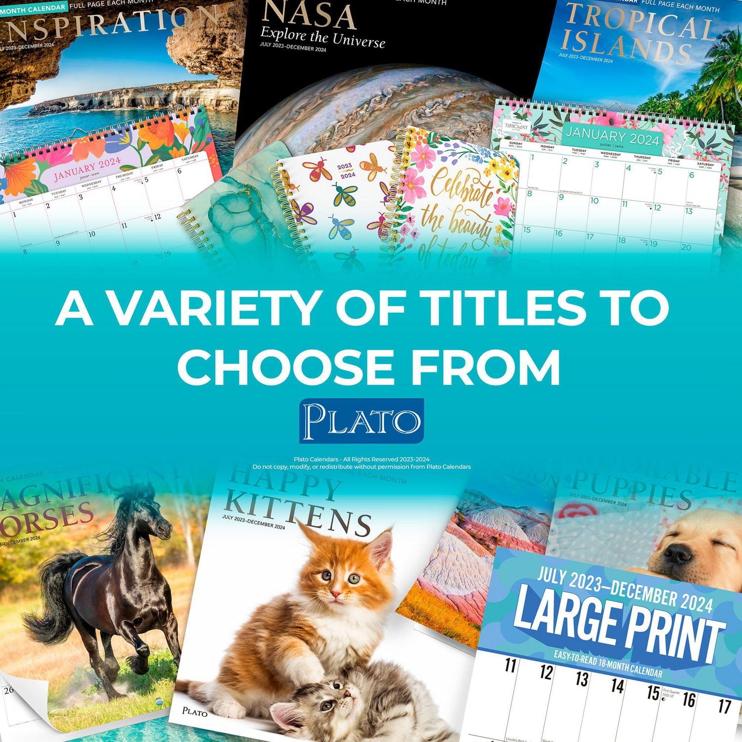 Plato Courants Marins 2024 18.09x19.69 CM 18 Mois Agenda de Bureau, Juillet 2023 - Décembre 2024, 9781975470579