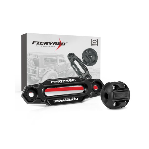 FIERYRED Winch Hawse Fairlead 4-7/8 Inch Bolt Pattern 6inch Aluminum Fairlead Rubber Winch Stopper Kit Compatible with 3500lbs - 4500lbs Wi