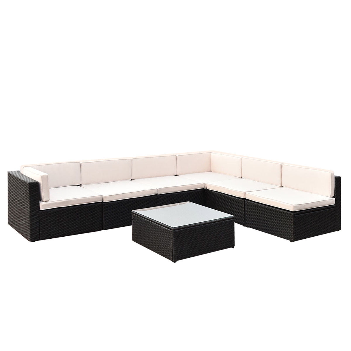 Ghp 7 Pcs 180g Polyester Fabric Corner Sofa Armless Coffee Table Furniture Set