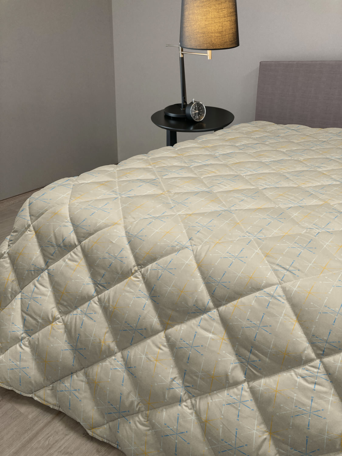 thumbnail image 2 of Mid Century Down Alternative Comforter, Winter Season Theme Inspired Abstract Vintage Shapes Art Print, Microfiber Quilt for All Season, 5 Sizes, Pale Mustard and Multicolor, by Ambesonne, 2 of 3