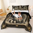 thumbnail image 3 of Castle Fairy Vintage Crescent Moon Raccoon Queen Comforter Set 3 Pieces,Golden Stars Print Comforter Sets Queen,Black Cream,Black Reversible,1 Comforter and 2 Pillowcases, 3 of 6