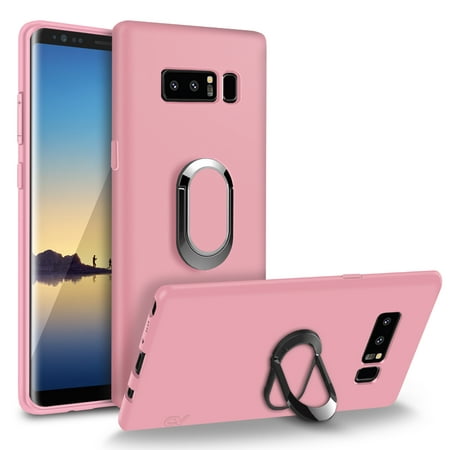 Note 8 Case, Cellularvilla Slim Fit [Matte] Galaxy Note 8 Soft TPU Back Protective Case [Shockproof] [Kickstand] Built in 360 Degree Rotating Ring Holder Grip Stand For Samsung Galaxy Note