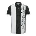 thumbnail image 1 of Camisas Para Hombre Manga Larga Camiseta con estampado de música para hombre, camiseta informal, camiseta de manga corta de verano, camisetas con botones transpirables, camiseta a la (Black, S), 1 of 5