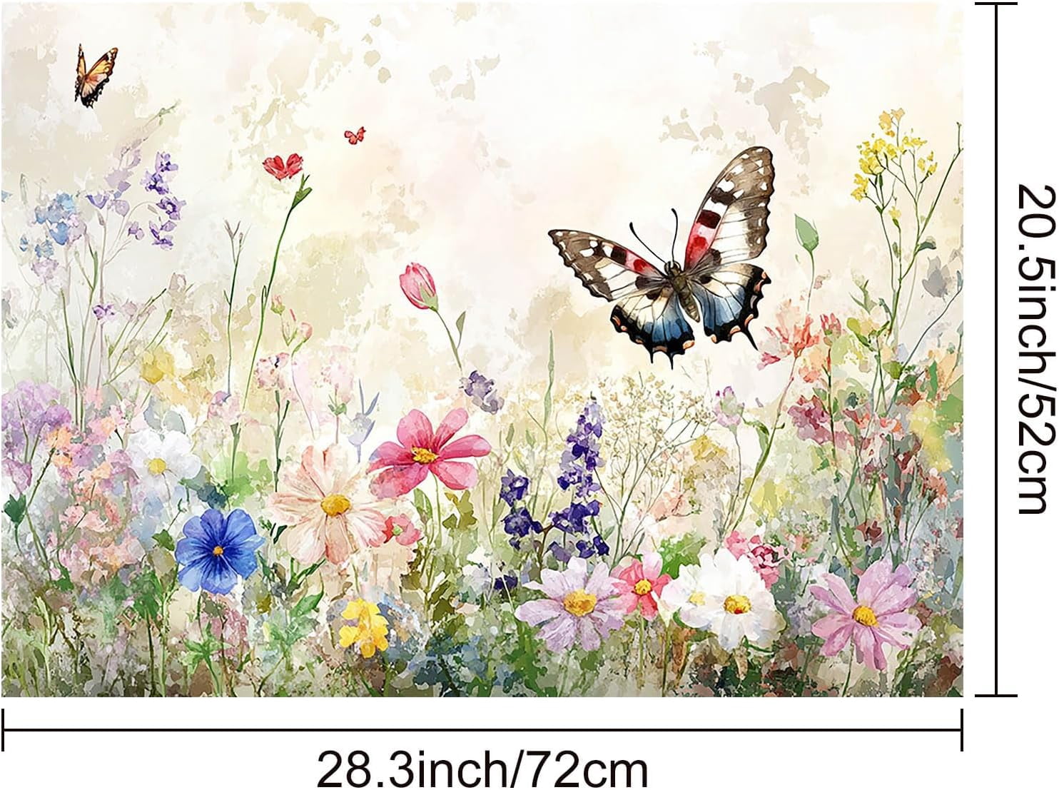 Butterfly Stove Top Cover for Electric 28x20 Inch Diatomite Floral Kitchen Decor Glass Cooktop Protector Heat Resistant Countertop Mat with Wildflower Meadow Design