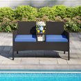 thumbnail image 2 of Gymax Causeuse de Patio avec Table Intégrée, Coussins Doux et Dessus de Table en Verre Trempé, 2 of 10