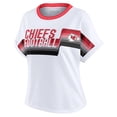 thumbnail image 2 of Women's WEAR by Erin Andrews White Kansas City Chiefs Cropped Center Stripe Dolman T-Shirt, 2 of 6
