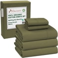 thumbnail image 5 of RUVANTI 100% Organic Cotton Sheets -Split King Sheet - 5 Piece Percale Weave Bedding, Crisp, Cooling & Breathable, Soft & Durable, 16" Deep Pocket, Hotel Quality Sábanas - Olive, 5 of 9