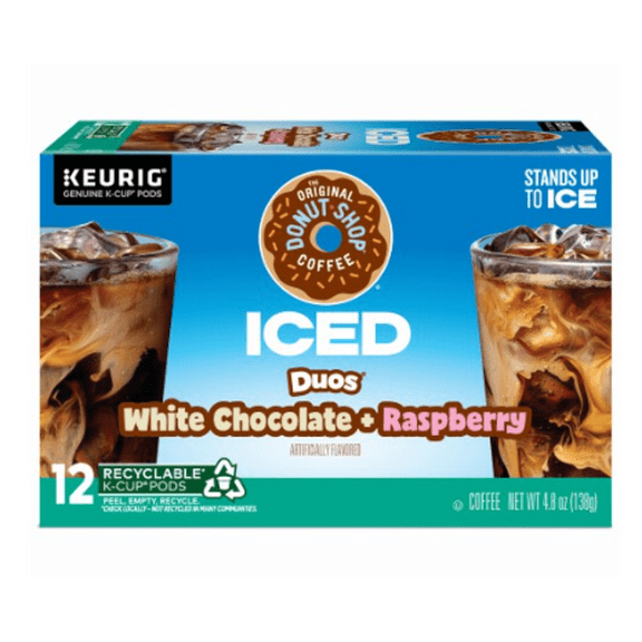 Donut Shop Iced Duos White Chocolate   Raspberry Coffee 12 K Cups Keurig