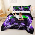 thumbnail image 3 of Castle Fairy Neon Off-Road Truck Full Size Comforter Sets 3 Pieces for Teens, Lightning Rock Print Bedding Sets for Bedroom, Green Purple,Black Reversible, 3 of 6