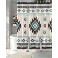 thumbnail image 3 of Split Shower Curtain for Transfer Bench, Southwest Ethnic Fabric Shower Curtains for Bathroom, Boho Aztec Tribal Abstract Aesthetic Tub Sliding Transfer Bench Waterproof Bath Curtains 72"x96", 3 of 9