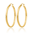 thumbnail image 5 of 14K Solid Yellow Gold Round Medium Hoop Earrings, 5 of 10